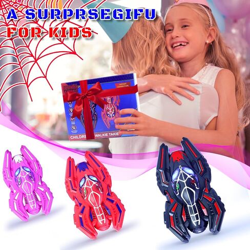 Spiders Walkie Talkies for Boys Toys, Toddlers Age 3-8 Year Old 2 Pack Camping Gear Outdoor Hiking Toys,Long Range Radio Walkie Talkies for 3 4 5 6 7 8 9 10 Year Old Kids Birthday Gifts (red+Black) in Saudi Arabia