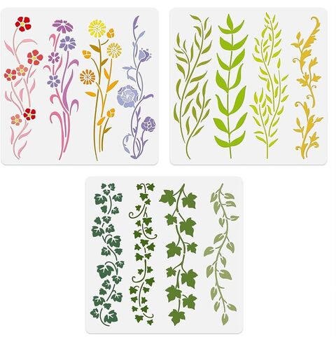 2pcs 11.8"x11.8" Chinoiserie Magpie on Tree Branch Wall Stencil Templates, Birds and Flower Reusable Plastic Stencil for Painting on Wood Floor Tile Fabric Glass Furniture DIY Home Decor in Saudi Arabia