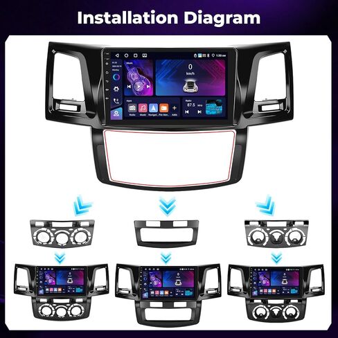 8 Core 4+64GB Wireless Carplay Stereo for 2005-2014 Toyota Fortuner Hilux Android Radio, Hikity 9'' Touch Screen Hilux Car Stereo, Android Auto, 32EQ DSP, WiFi, GPS Navi, SWC, Mic, Backup Cam, Black in Saudi Arabia