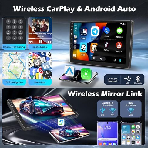 8 Core 4+64GB Wireless Carplay Stereo for 2005-2014 Toyota Fortuner Hilux Android Radio, Hikity 9'' Touch Screen Hilux Car Stereo, Android Auto, 32EQ DSP, WiFi, GPS Navi, SWC, Mic, Backup Cam, Black in Saudi Arabia
