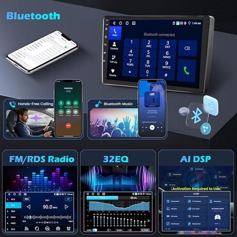 8 Core 4+64GB Wireless Carplay Stereo for 2005-2014 Toyota Fortuner Hilux Android Radio, Hikity 9'' Touch Screen Hilux Car Stereo, Android Auto, 32EQ DSP, WiFi, GPS Navi, SWC, Mic, Backup Cam, Black in Saudi Arabia