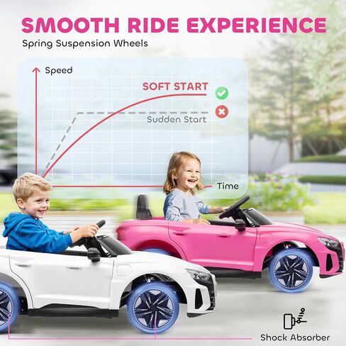 Aosom Kids Ride On Car ، 12V مرخصة من Audi RS E-Tron GT 3.1 ميل في الساعة للسيارات الكهربائية للأطفال ، لعبة ركوب للأولاد والبنات مع التحكم عن بعد ، 4 عجلات مع تعليق ، قرن ، الموسيقى ، الأضواء in Kuwait