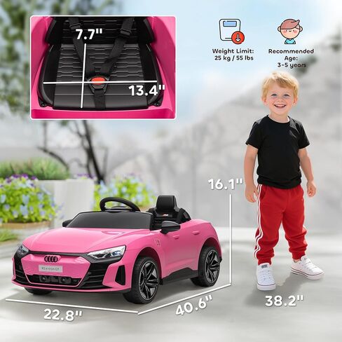 Aosom Kids Ride On Car ، 12V مرخصة من Audi RS E-Tron GT 3.1 ميل في الساعة للسيارات الكهربائية للأطفال ، لعبة ركوب للأولاد والبنات مع التحكم عن بعد ، 4 عجلات مع تعليق ، قرن ، الموسيقى ، الأضواء in Kuwait