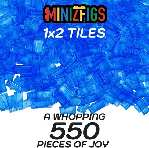 1x2 Tiles Transparent Light Blue, 550 PCS, Bulk Flat Building Bricks Toy for Kids, Perfect for Water Bricks, Compatible with Lego Bricks, Building Block Sets Parts and Pieces Lot in Saudi Arabia