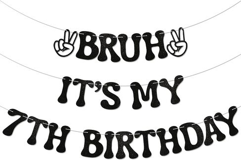Bruh It's My 9th Birthday Banner - Boy Bday Party Decor, Teen Boy Party Sign, Funny 9th Bruh Birthday Bunting Black Glitter in Saudi Arabia