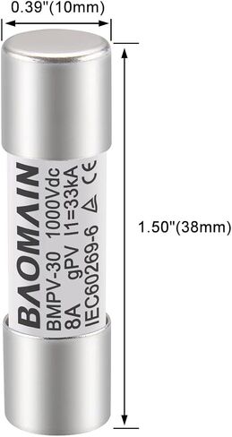Baomain Solar PV Fuse, gPV Type Fuse Link PV-30 10 X 38 mm,12A 1000V DC,33kA, CE Listed Pack of 10 in Saudi Arabia