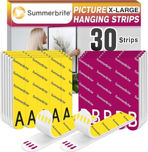 شرائط تعليق الصور شديدة التحمل مقاس XL، 20 زوجًا/40 شريطًا شماعات صور بخطاف وحلقة A+B، شماعات ملصقات معلقة خالية من التلف وقابلة للإزالة، شرائط حائط لاصقة، شرائط تعليق شماعات ملصقات كبيرة جدًا in Kuwait