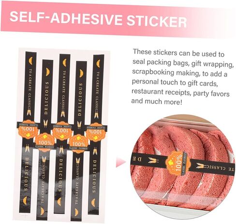 Food Packaging Sealing Stickers 100pcs Tamper Evident Stickers Pink Striped Long Sealing Labels for Handmade Baking Retail Store Wrapping Cookie and Cake Boxes (Pink) in Saudi Arabia