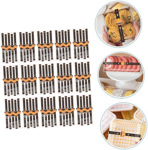 Food Packaging Sealing Stickers 100pcs Tamper Evident Stickers Pink Striped Long Sealing Labels for Handmade Baking Retail Store Wrapping Cookie and Cake Boxes (Pink) in Saudi Arabia