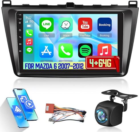 [2 + 64g] NHOPEEW Android 13 Stereo Car Stereo لـ Mazda 6 2007-2012 مع Carplay Wireless و Android Auto - 9 بوصة اللمسات التي تعمل باللمس - CARAIGINE in Kuwait