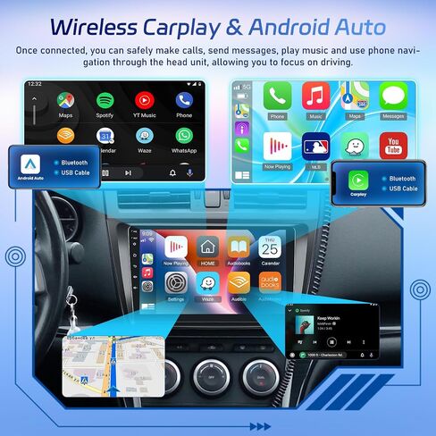 [2 + 64g] NHOPEEW Android 13 Stereo Car Stereo لـ Mazda 6 2007-2012 مع Carplay Wireless و Android Auto - 9 بوصة اللمسات التي تعمل باللمس - CARAIGINE in Kuwait