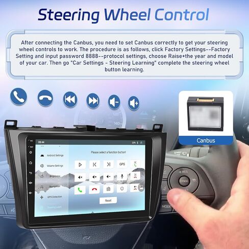 [2 + 64g] NHOPEEW Android 13 Stereo Car Stereo لـ Mazda 6 2007-2012 مع Carplay Wireless و Android Auto - 9 بوصة اللمسات التي تعمل باللمس - CARAIGINE in Kuwait