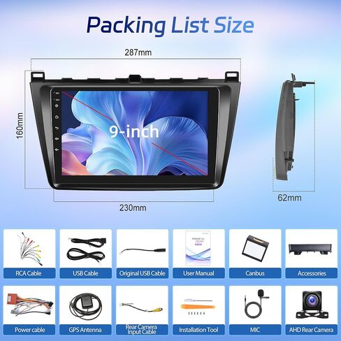 [2 + 64g] NHOPEEW Android 13 Stereo Car Stereo لـ Mazda 6 2007-2012 مع Carplay Wireless و Android Auto - 9 بوصة اللمسات التي تعمل باللمس - CARAIGINE in Kuwait
