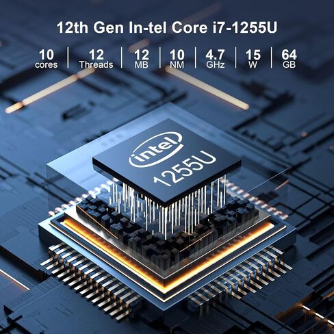 13th gen mini pc pc spanless pc pc core i7 1355u (حتى 5.0 جيجا هرتز) ، كمبيوتر صغير مع Win11 Pro ، Dual 2.5g Lan Office PC in Kuwait