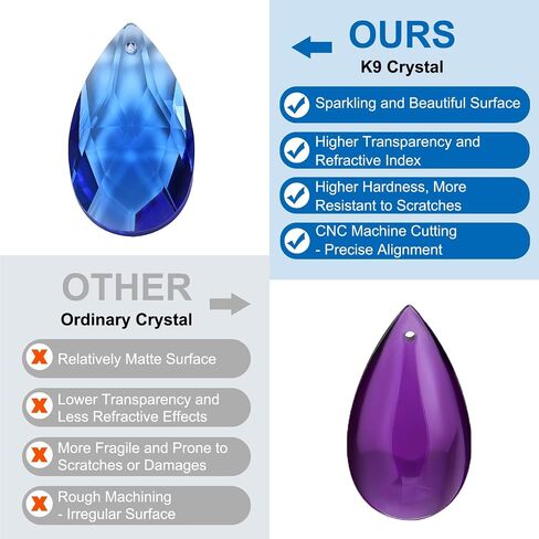 حبات Patikil K9 Crystal Prendants دمعة ، 6 حزمة 38 ملم من المنشورات الثريا أجزاء معلقة مصباح DIY للفنون الزخرفة ، الأخضر in Saudi Arabia