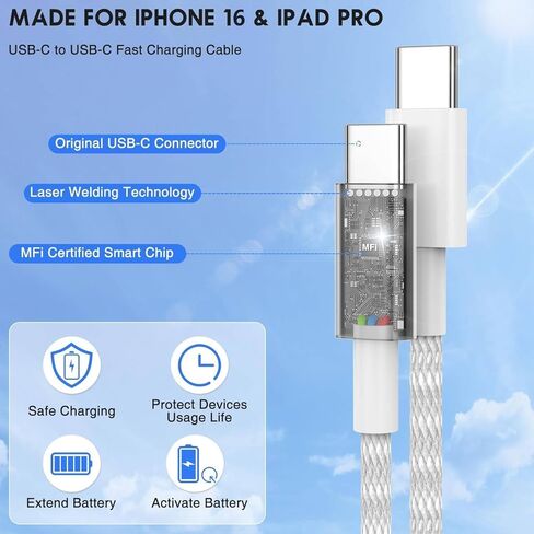 2 في 1 USB C إلى USB C/Cable Lightning 10ft ، Type T Type C عدة موصلات متعددة سلك الشاحن السريع العالمي لـ Apple iPhone 16/15 Pro Max/15 Pro/14 Pro Max/14 Pro/13/11 in Kuwait