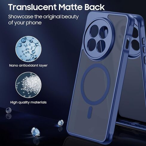Magnetic for OnePlus 13R Case [Fit for MagSafe] Translucent Matte Shockproof Phone Case with Camera Cover, One Plus 13R Slim Thin Yet Military Grade Drop Proof Silicone Bumper Case, Black in Kuwait