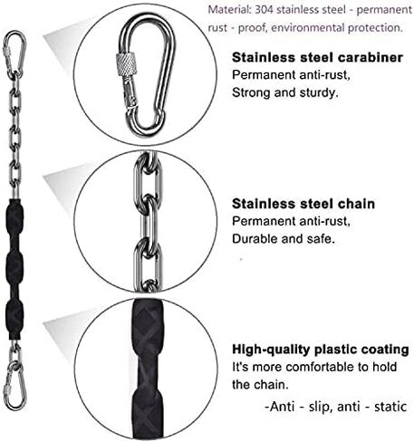 4 Stainless Steel Chains (Black 84") Swing Chains, Heavy Duty Swing Hardware,4 Quick Connection Buckles, Indoor and Outdoor Playground Swings Hammocks Sandbags, 1000 lb Capacity in Saudi Arabia