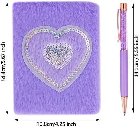 YIZOCENGUO Plush Notebook and Ballpoint Pen, Fluffy Notebook Set, Purple Plush Notebook Diary, for Girls Teens Fuzzy Journal Writing Pad A5 (Purple) in Saudi Arabia