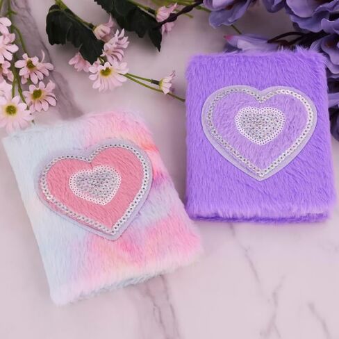 YIZOCENGUO Plush Notebook and Ballpoint Pen, Fluffy Notebook Set, Purple Plush Notebook Diary, for Girls Teens Fuzzy Journal Writing Pad A5 (Purple) in Saudi Arabia