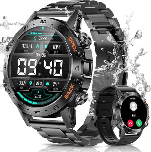 Military Smart Watches for Men(Answer/Make Call), Tactical Smartwatch for Android iOS, 400mAh Battery/Sports Tracking/Health/Sleep Monitoring in Kuwait