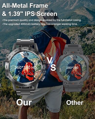 Military Smart Watches for Men(Answer/Make Call), Tactical Smartwatch for Android iOS, 400mAh Battery/Sports Tracking/Health/Sleep Monitoring in Kuwait