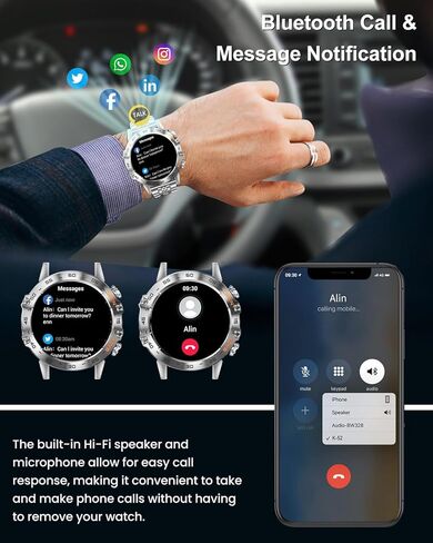 Military Smart Watches for Men(Answer/Make Call), Tactical Smartwatch for Android iOS, 400mAh Battery/Sports Tracking/Health/Sleep Monitoring in Kuwait