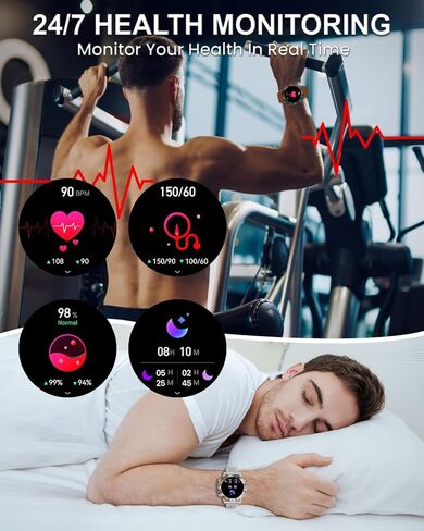 Military Smart Watches for Men(Answer/Make Call), Tactical Smartwatch for Android iOS, 400mAh Battery/Sports Tracking/Health/Sleep Monitoring in Kuwait