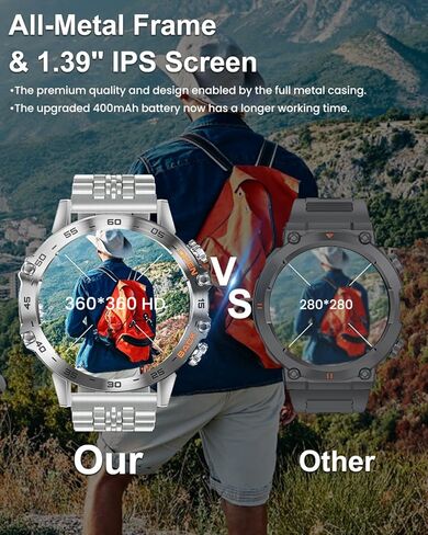 Military Smart Watches for Men(Answer/Make Call), Tactical Smartwatch for Android iOS, 400mAh Battery/Sports Tracking/Health/Sleep Monitoring in Kuwait