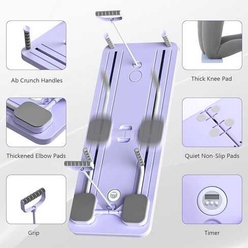 لوح جانوا بيلاتيس - مجموعة إصلاح بيلاتيس 2024، لوح إصلاح بيلاتيس متعدد الأغراض قابل للطي للمنزل، لوح بيلاتيس منزلق 5 في 1 (وردي) in Kuwait