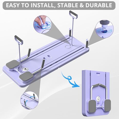 لوح جانوا بيلاتيس - مجموعة إصلاح بيلاتيس 2024، لوح إصلاح بيلاتيس متعدد الأغراض قابل للطي للمنزل، لوح بيلاتيس منزلق 5 في 1 (وردي) in Kuwait