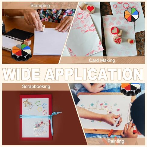 PATIKIL Craft Ink Pad, Petal Shape Rainbow Finger Stamp Ink Pads Rubber DIY Washable Pigment for Stamping Card Making Scrapbooking Painting, Mixed Gray in Saudi Arabia
