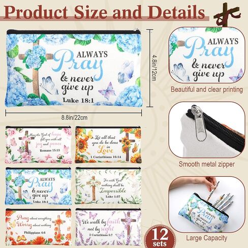 54pcs Christian Gifts Set Bulk Bible Notebook Notepads Motivational Scripture Ballpoint Pen Makeup Bags Bracelet Keychain Paper Bag Bookmark for Women Easter Mother's Day Church Supplies in Saudi Arabia