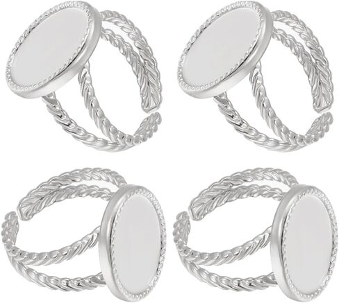 Beebeecraft 1 Box 8Pcs Sun Open Cuff Ring Settings 18K Gold Plated Brass Open Blank Rings with Oval Tray Metal Settings Blanks DIY Bezels for Jewelry Making in Kuwait