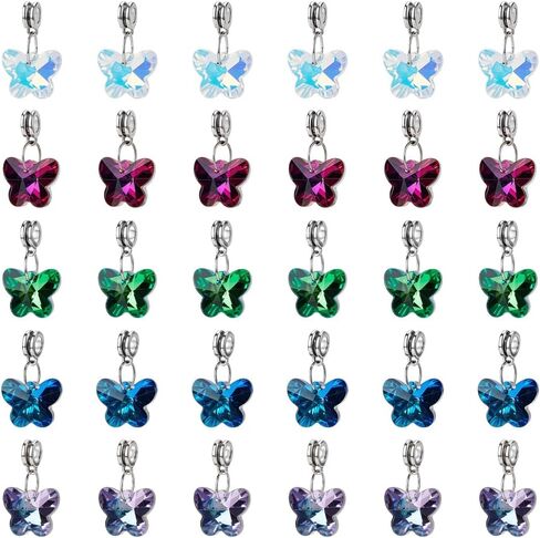 PH PandaHall 30pcs Butterfly Glass Charms Pendants, 5 Colors Faceted Butterfly Crystal Dangle Charms with Bail Hanger Large Hole Transparent Beads for Necklace Earrings Bracelets Keychains Jewelry in Saudi Arabia