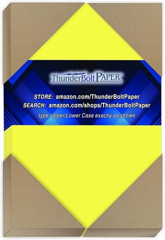 125 Bright Neon Yellow Fluorescent Color Cardstock - 5" X 7" (5X7 Inches) Photo|Card|Frame Size - 65# lb/pound Light Card Weight Cover Paper - Quality Printable Smooth Surface Sheets in Saudi Arabia