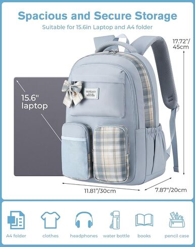 3 Packs School Backpack for Girls Bookbag with Lunch Box, Kids Teen Elementary Middle High School Bag Cute Back Pack, Green-3 packs in Kuwait