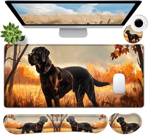 JVGFYNKL Large Gaming Mouse Pad Set, Ergonomic Memory Foam Keyboard Wrist Rest Support + Mouse Wrist Rest + Extended Desk Mat with Non-Slip Rubber Base, Colored Weeds Pattern Black Desk Pad in Saudi Arabia