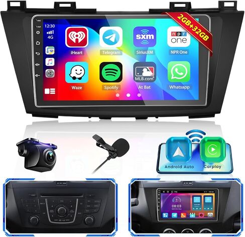 for Mazda 5 CW 2010-2015 Fuluku 2+64GB Android 13 Radio with Wireless Carplay Android Auto, 9" Touch Screen Stereo GPS WiFi Bluetooth SWC Mic Backup Cam in Saudi Arabia