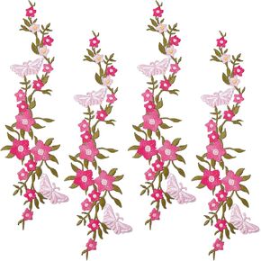 Gorgecraft 4pcs مقرضة الفراشة ببقع زخرفية وزهور الزهور الحديد على بقع خياطة على بقع التطريز لسترات الجينز جنيه جينز زخرفة العنق (السماء الأزرق) in Kuwait