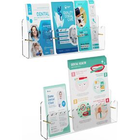 حامل جدار حامل الكتيب ، 2 حزمة نشرة أكريليك وحدات مع الترباس الذهبي المغناطيسي القابل للتعديل ، ودانتيل دانتيل شاشة حامل منظم نشرة Trifold ، وثيقة ، و نشرة ، 6 فتحات in Kuwait