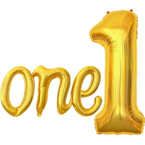 2Pcs Large Light Blue Number 1 Balloon and Script Letter One Balloons, 40Inch Foil Big Blue One Balloon Banner for First Birthday, Boy 1st Birthday Decorations for Baby Shower in Saudi Arabia