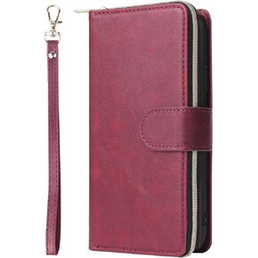 ZCDAYE Wallet Case for iPhone Xs Max 6.5",Premium[Magnetic Closure][Zipper Pocket] Folio PU Leather Flip Cover with 9 Card Slots Kickstand-Dark Blue in Kuwait