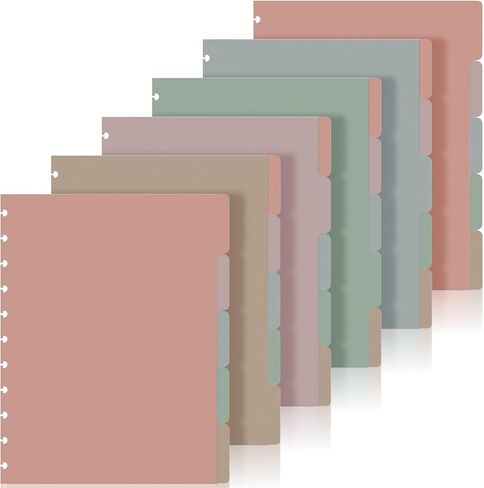 6 Sets 5 Tab Note Taking System Discbound Tab Dividers 8.5 x 11 Inch Letter Size Plastic Dividers Multicolor 5 Colors for Office Subject Document (Vintage Color) in Saudi Arabia