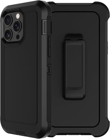 Rubcase for iPhone 15 Pro Max Case مع حافظة حزام حزام ، واقي شاشة 2x ، وحماية من الدرجة العسكرية ، غلاف واقٍ من الصدمات ، غلاف وقائي مقاوم للثقيلة لجهاز iPhone 15 Pro Max 6.7 "أحمر in Kuwait