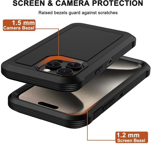 Rubcase for iPhone 15 Pro Max Case مع حافظة حزام حزام ، واقي شاشة 2x ، وحماية من الدرجة العسكرية ، غلاف واقٍ من الصدمات ، غلاف وقائي مقاوم للثقيلة لجهاز iPhone 15 Pro Max 6.7 "أحمر in Kuwait