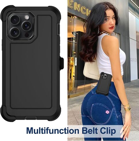 Rubcase for iPhone 15 Pro Max Case مع حافظة حزام حزام ، واقي شاشة 2x ، وحماية من الدرجة العسكرية ، غلاف واقٍ من الصدمات ، غلاف وقائي مقاوم للثقيلة لجهاز iPhone 15 Pro Max 6.7 "أحمر in Kuwait