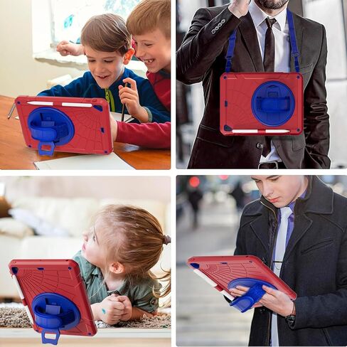 Case for iPad 6th/ 5th Generation 9.7 '' مع حامل قلم الرصاص على الشاشة [360 حزام يدوي الدوار] والوقوف ، حالة مقاومة للمنزل لـ iPad 6th/ 5th/ Air 2/ Pro 9.7-Red+Blue in Kuwait
