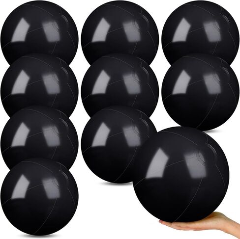 10 حزمة Black Beach Ball - 12 بوصة تنفخ اللوازم الحفلات الشاطئية للأطفال ، كرات عائمة قابلة للنفخ لحفلات حمام السباحة الصيفية ، والأنشطة في الهواء الطلق وزينة أعياد الميلاد (أسود) in Saudi Arabia