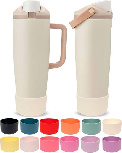 حذاء السيليكون لـ Owala 30oz و 40oz Freesip Sway Bottles & Tumblers-غير انزلاق ، مقاوم للخدش ، مُحسّن للاستقرار ، متوفر بـ 12 لونًا (بلوم أرجواني) in Kuwait